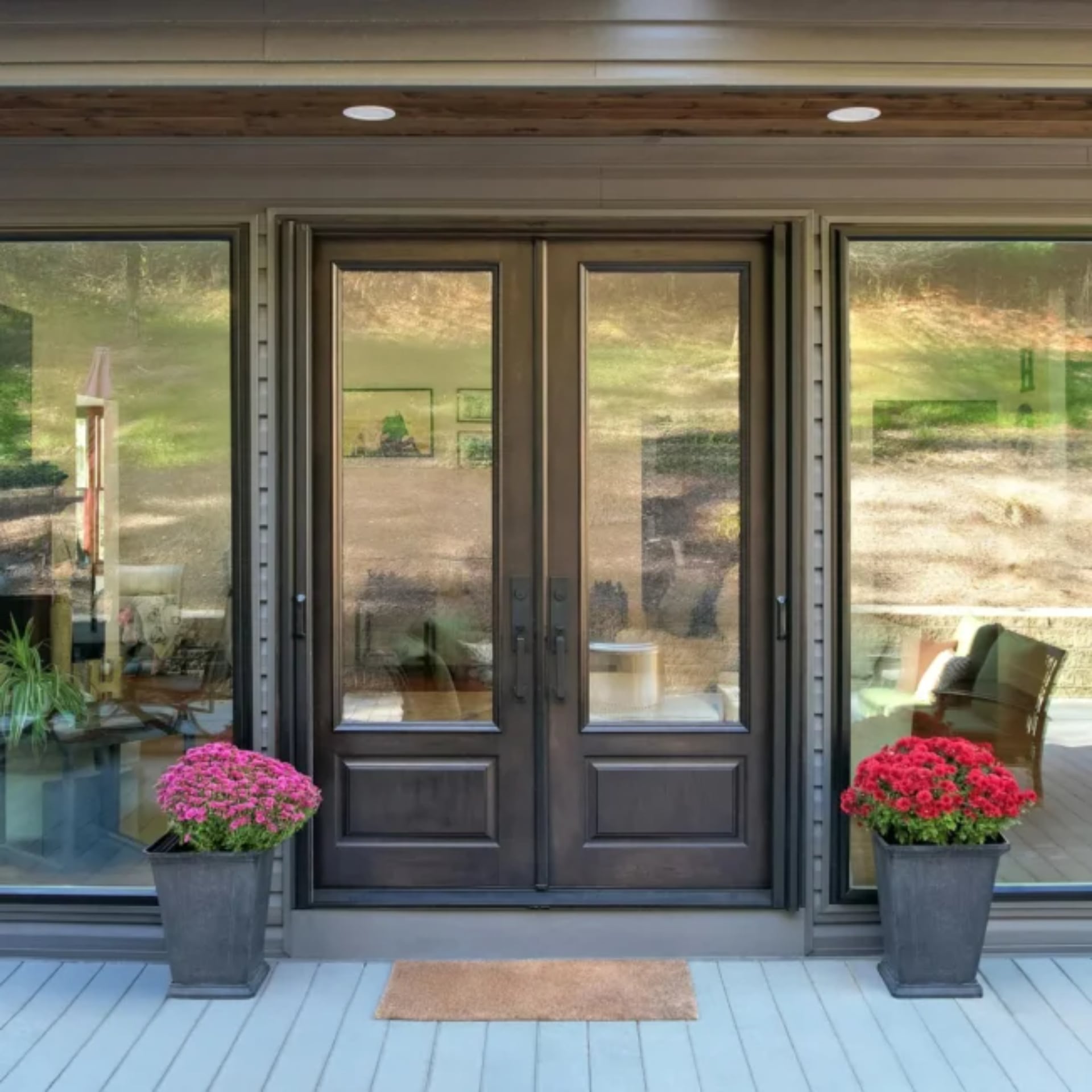 10 Double-Entry Door Styles to Enhance Your Home Appearance 7 8 Foot Signet Cherry 440 1P French Door Coffee Bean Endure Coal Black Picture Windows.jpg 652x652 1