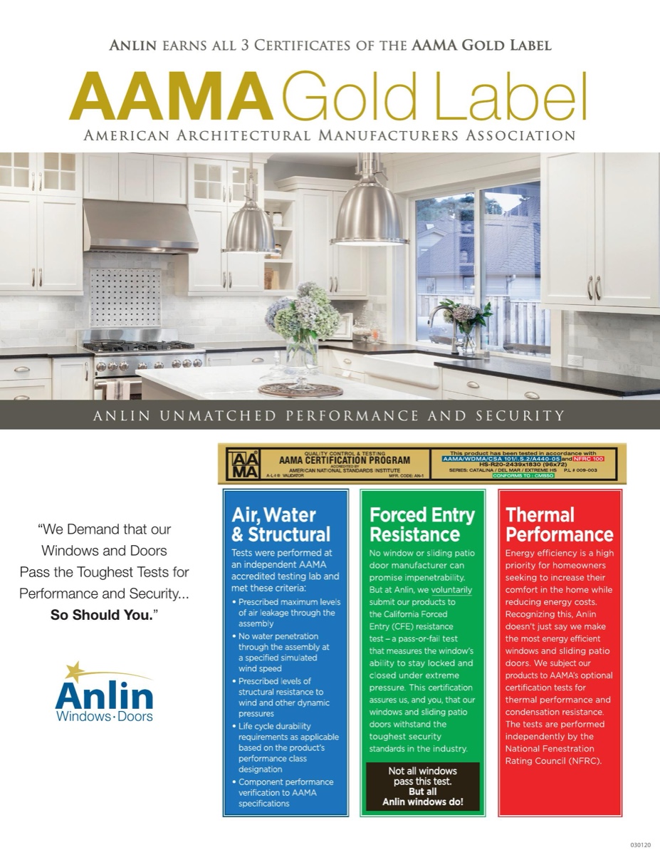 Anlin AAMA Gold Label Certification brochure cover