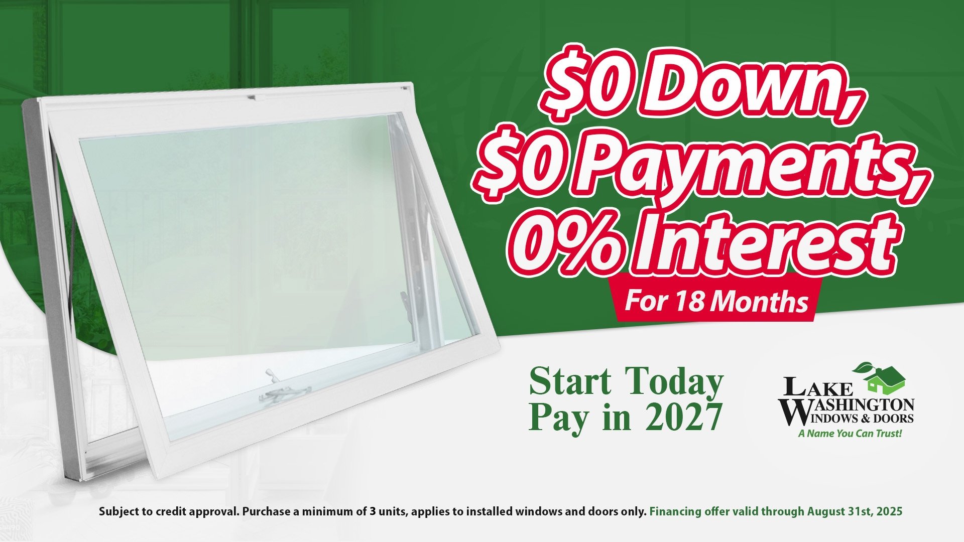 Banner 18 Months of Financing August Promo