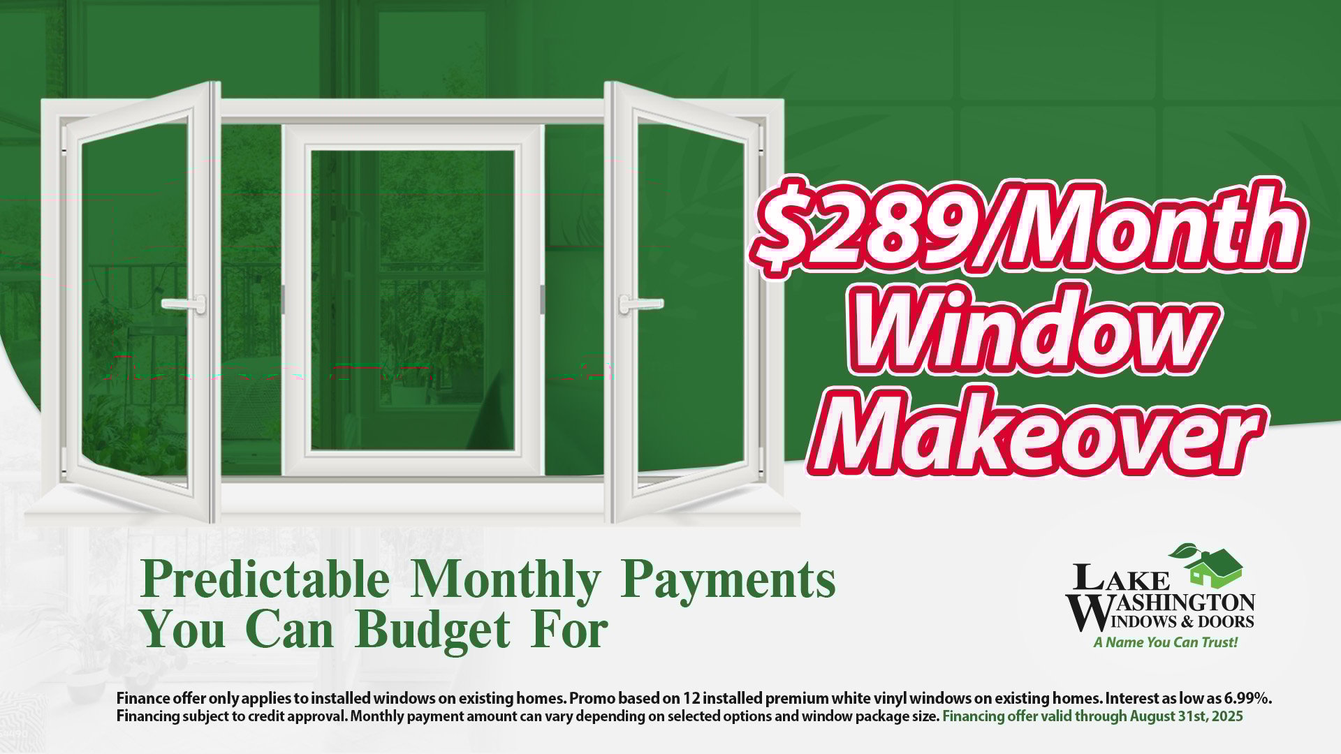 Banner 289 Financing Offer August Promo