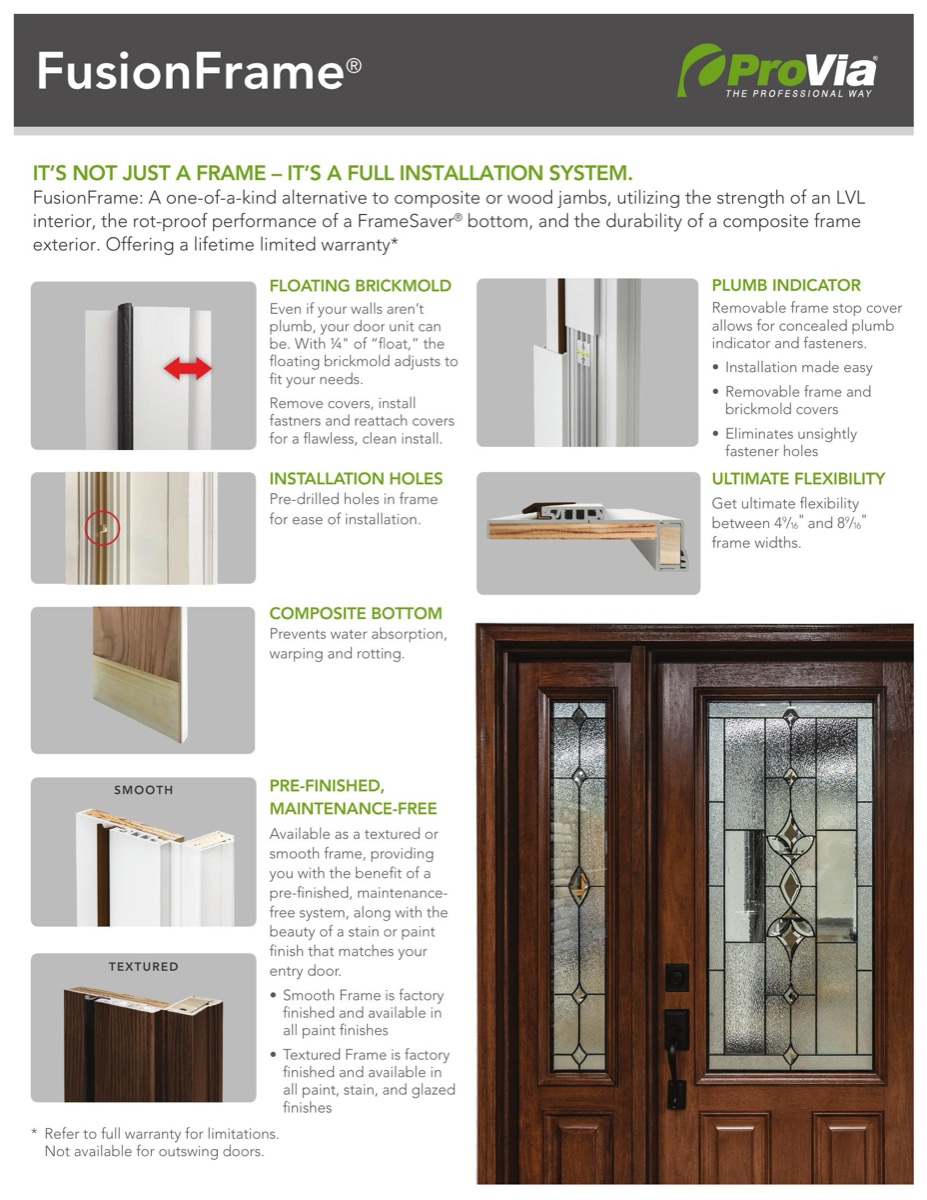 ProVia FusionFrame Installation System brochure cover