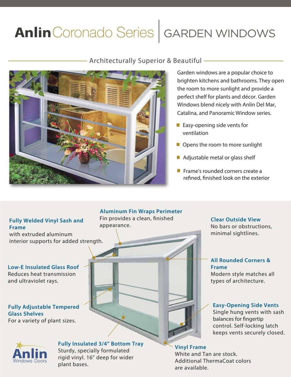 Anlin Coronado Series Garden Windows brochure cover