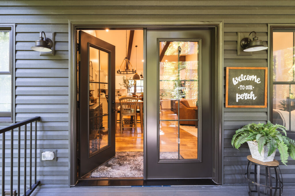 Legacy Steel 460 French Doors in Rustic Bronze with Internal Grids