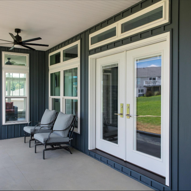 Legacy Steel French Doors 460 Snow Mist White Internal Blinds