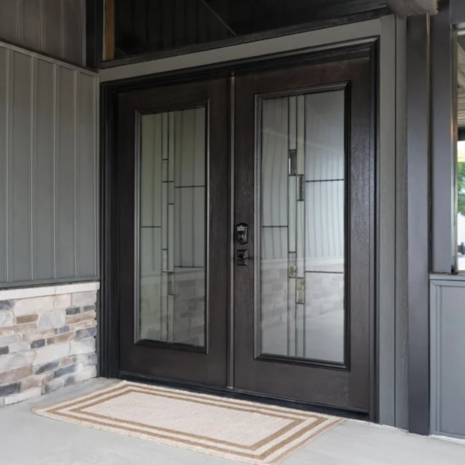 10 Double-Entry Door Styles to Enhance Your Home Appearance 9 Signet 460 French Mahogany Ebony Genesis Decorative Glass.jpg 652x652 1