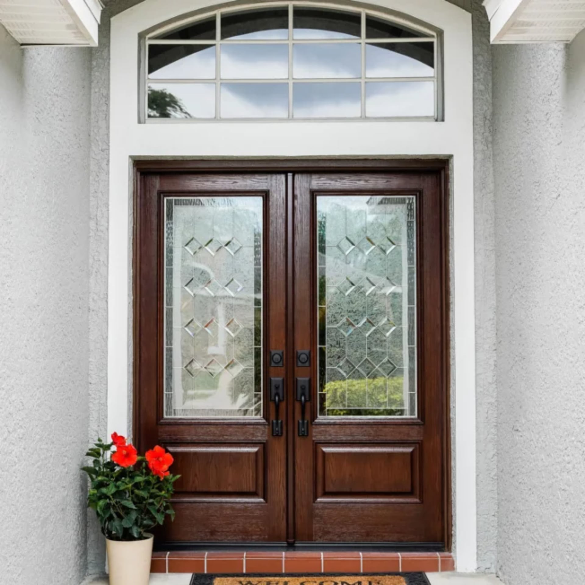 10 Double-Entry Door Styles to Enhance Your Home Appearance 3 Signet Oak 440 1P French Entry Door Truffle Constance Decorative Glass.jpg 652x652 1