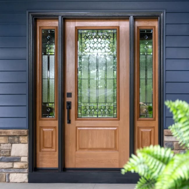 Signet® Cherry 440 1P entry door in Cider stain with Carrington Decorative Glass 1.jpg 652x652 1