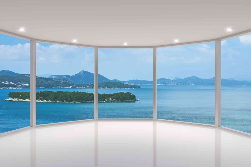 floor to ceiling bow window