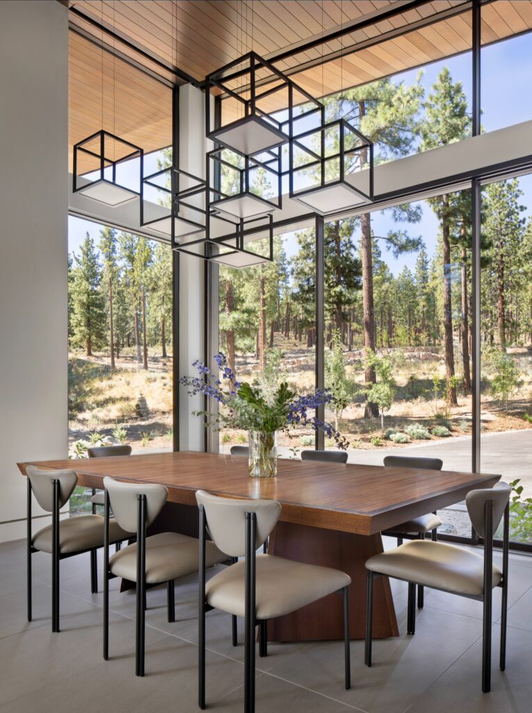 floor to ceiling windows modern dining room