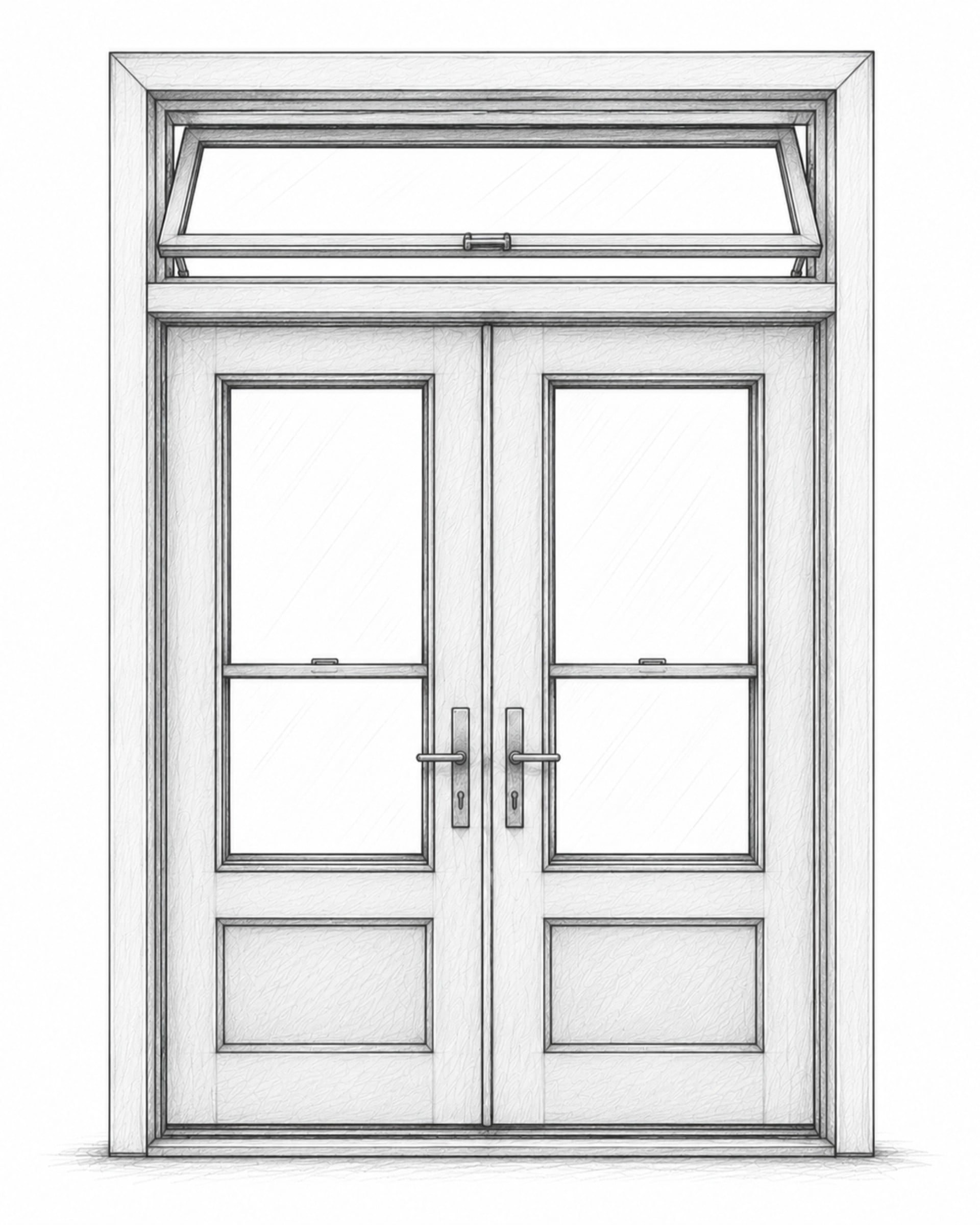 french door with operable transoms