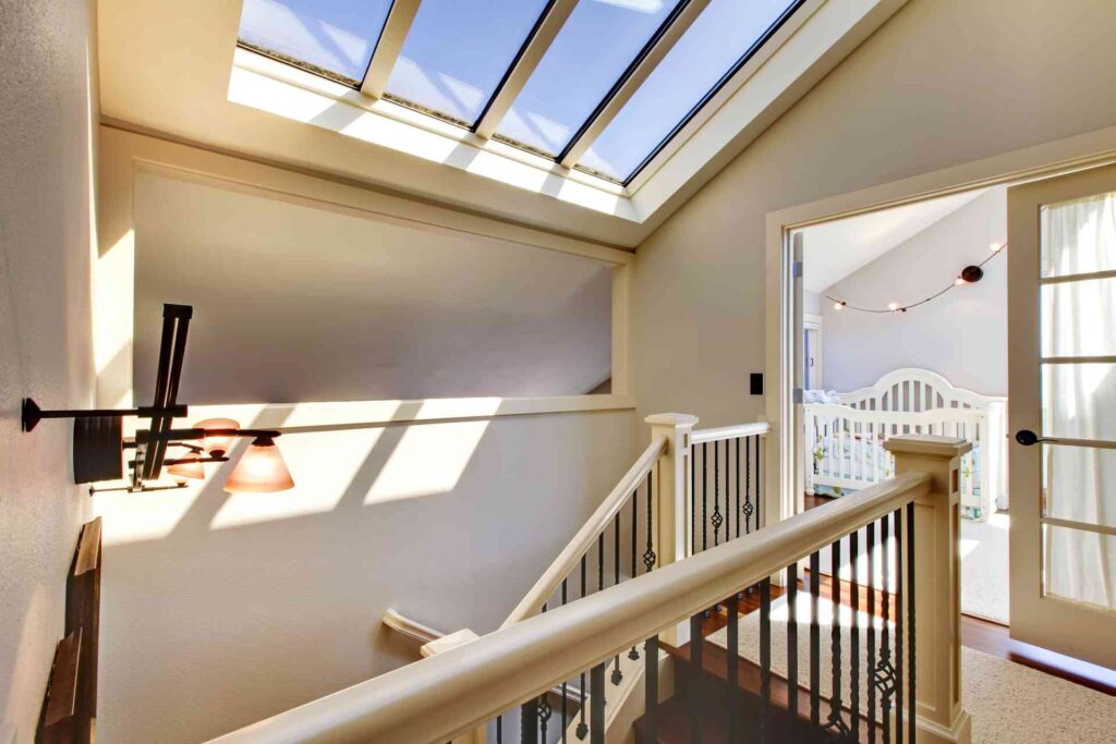 skylight windows above staircase