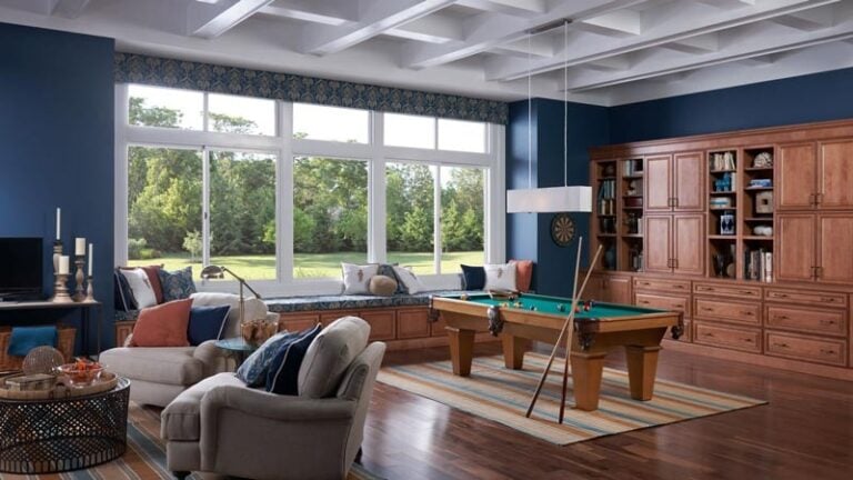 trendy window pool room